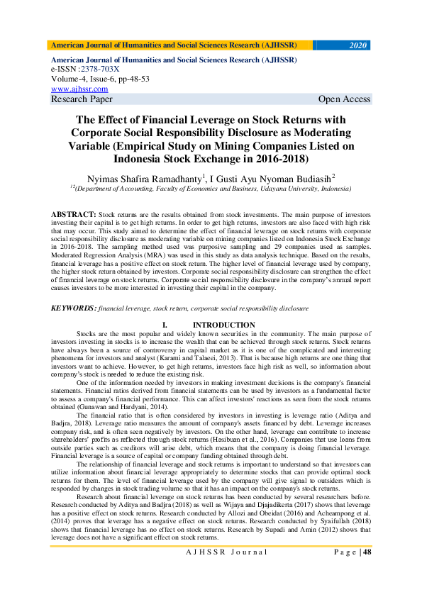 (PDF) The Effect of Financial Leverage on Stock Returns with Corporate ...