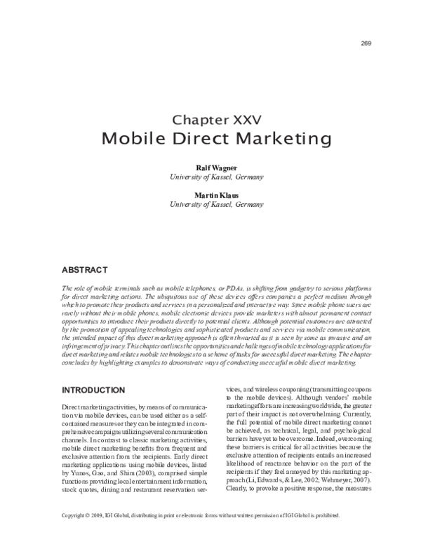 (PDF) Mobile Direct Marketing
