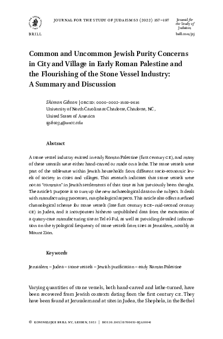 (PDF) Common and Uncommon Jewish Purity Concerns in City and Village in ...