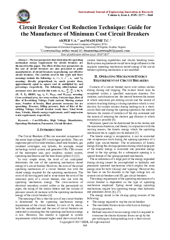 (PDF) Circuit Breaker Cost Reduction Technique Guide for the