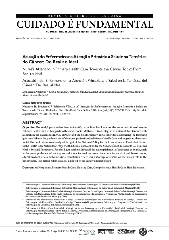 (PDF) Nurse’s Attention in Primary Health Care Towards the Cancer Topic ...