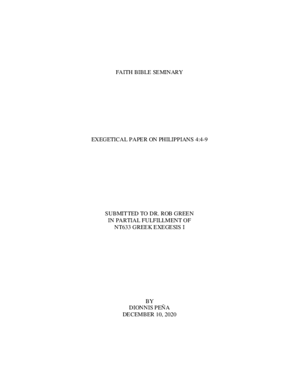 (PDF) Exegetical Paper on Philippians 4.4-9