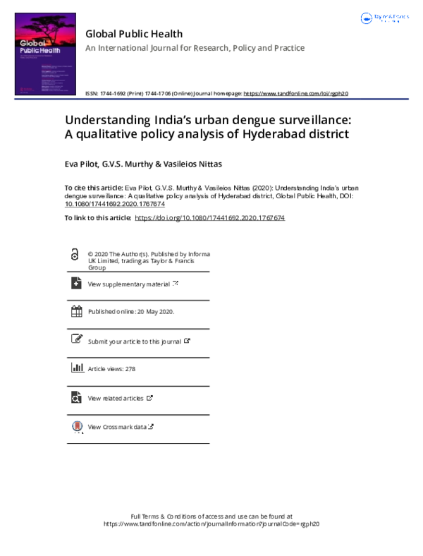 PDF Understanding India s Urban Dengue Surveillance A Qualitative 