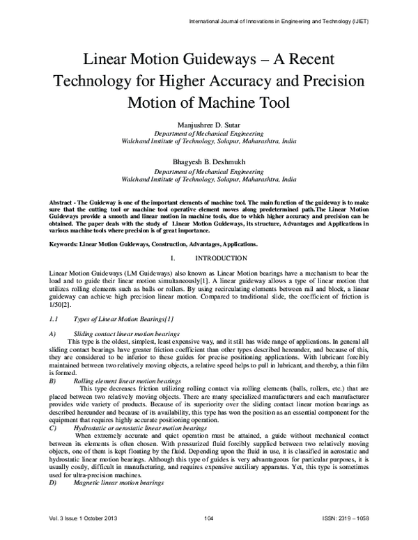 (PDF) Linear Motion Guideways – A Recent Technology for Higher Accuracy ...