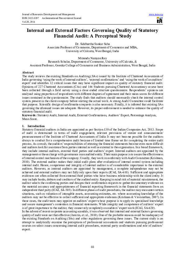 (PDF) Internal and External Factors Governing Quality of Statutory ...