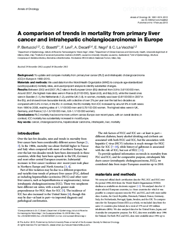(PDF) A comparison of trends in mortality from primary liver cancer and ...