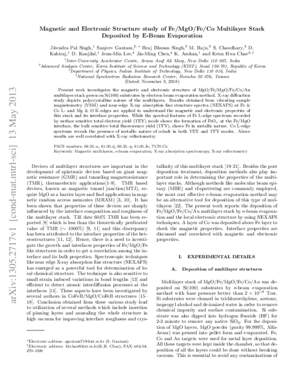 (PDF) Magnetic and Electronic Structure study of Fe/MgO/Fe/Co ...