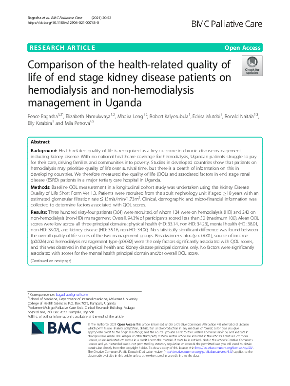 (PDF) Comparison of the health-related quality of life of end stage ...