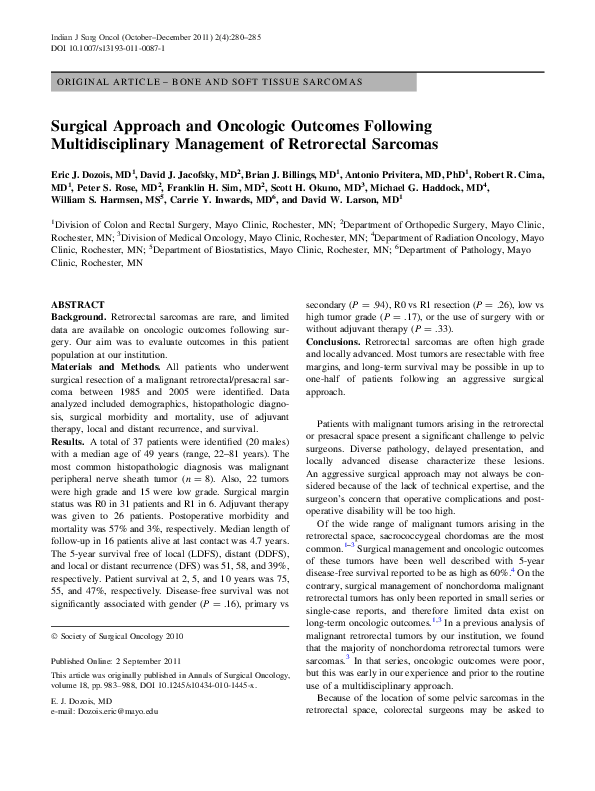 (PDF) Surgical Approach and Oncologic Outcomes Following ...