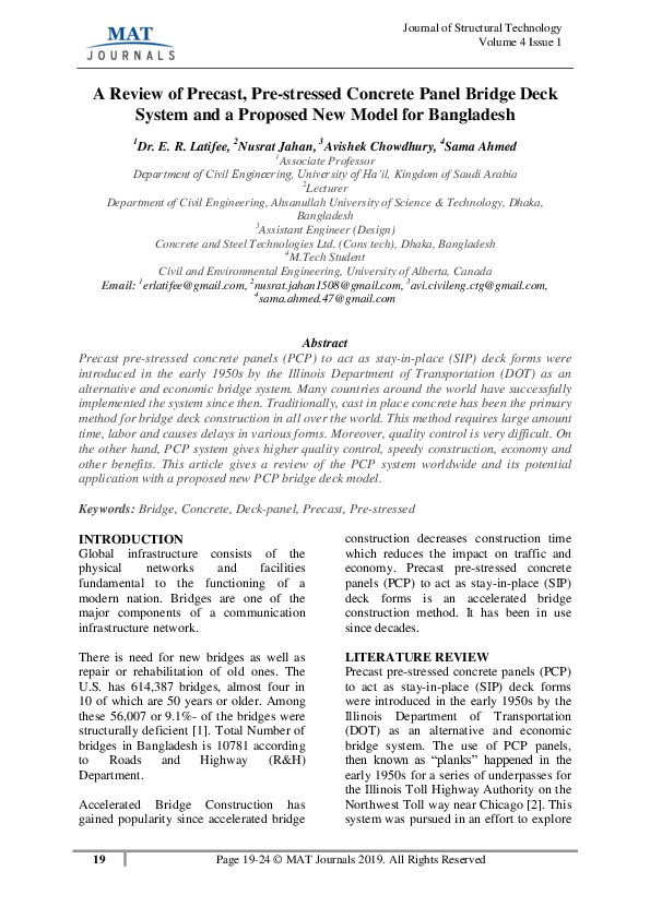 (PDF) A Review of Precast, Pre-stressed Concrete Panel Bridge Deck ...