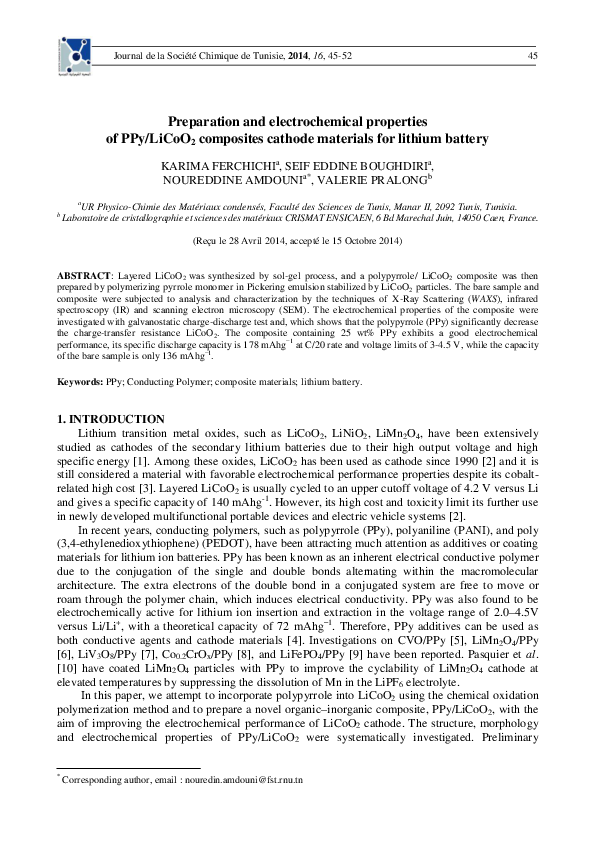 (PDF) Preparation and electrochemical properties of PPy / LiCoO 2 ...