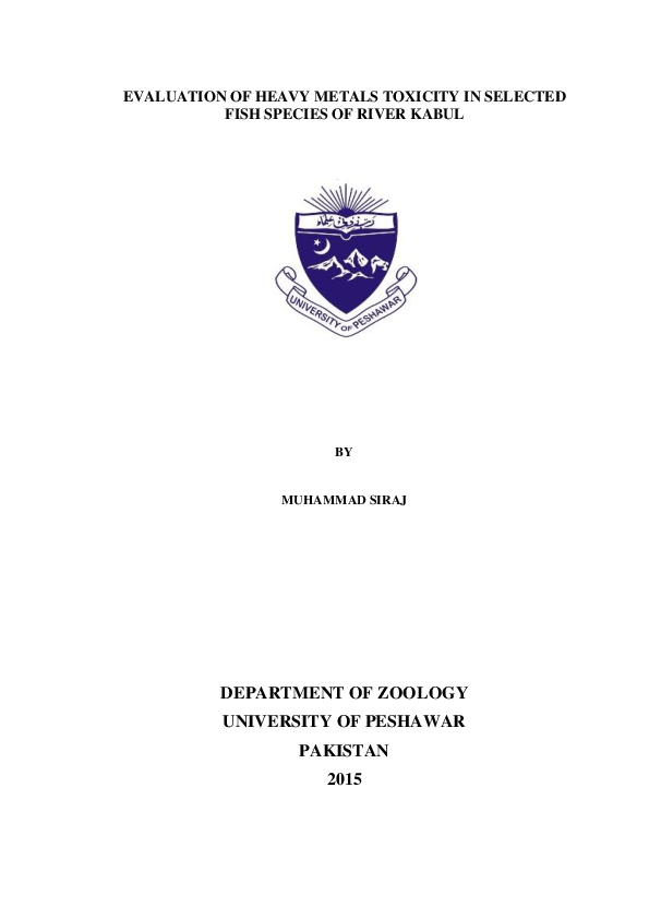 kohh PDF) Evaluation of Heavy Metals Toxicity in Selected Fish