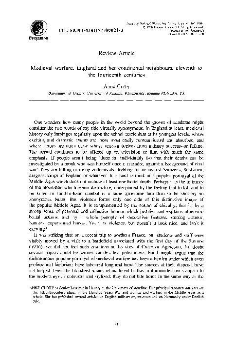 Medieval warfare. England and her continental neighbours, eleventh to the fourteenth centuries