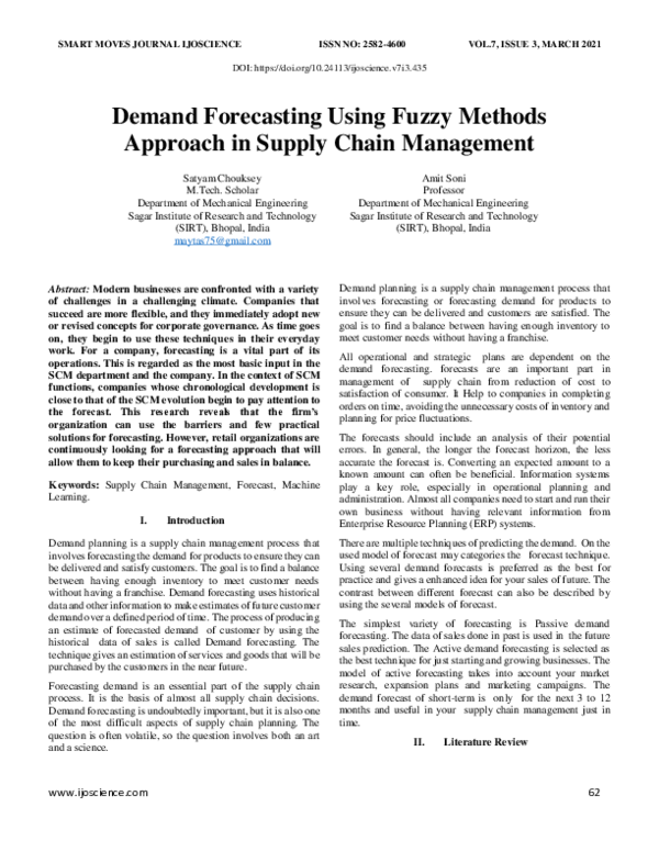 (PDF) Demand Forecasting Using Fuzzy Methods Approach in Supply Chain ...