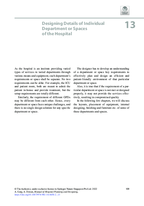 (PDF) Designing Details of Individual Department or Spaces of the Hospital