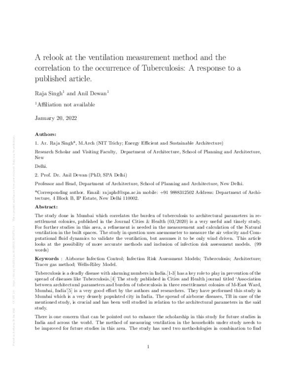 (PDF) A relook at the ventilation measurement method and the ...