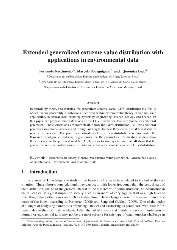 (PDF) Extended generalized extreme value distribution with applications ...