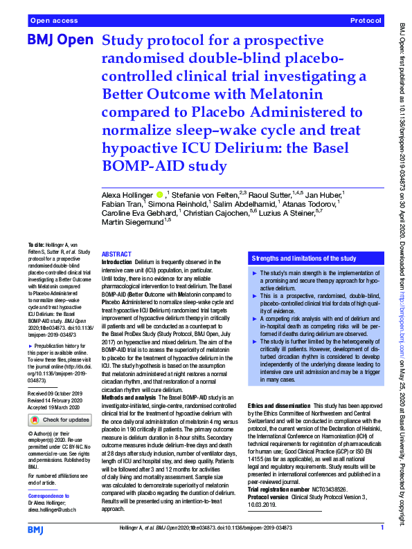 (PDF) Study protocol for a prospective randomised double-blind placebo ...