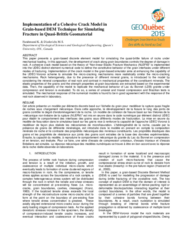 (PDF) Implementation of a Cohesive Crack Model in Grain-based DEM ...