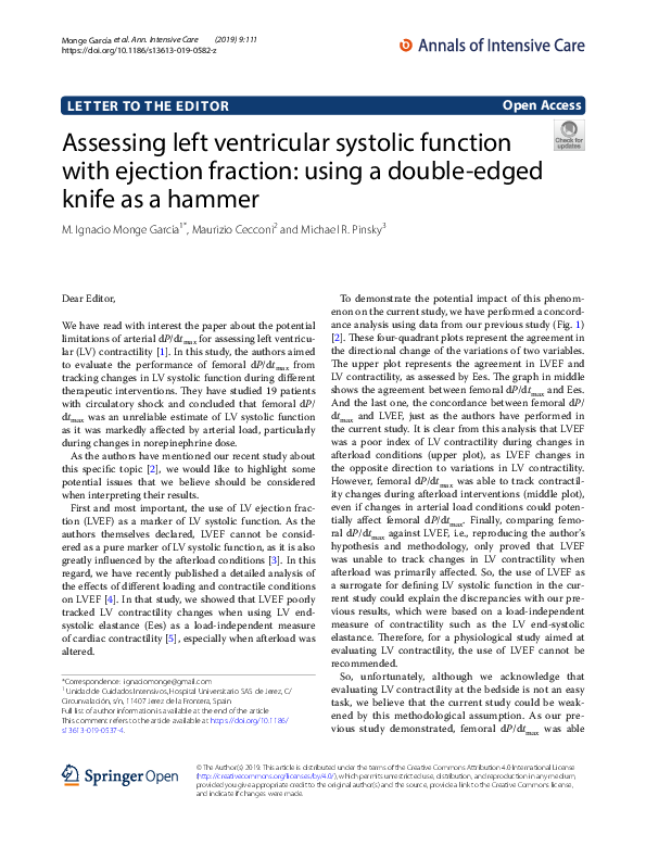 (PDF) Assessing the Left Ventricular Systolic Function at the Bedside ...