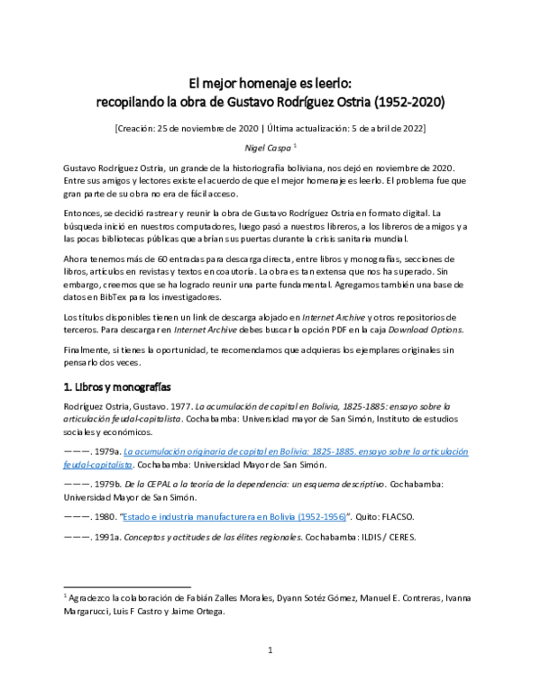El mejor homenaje es leerlo: recopilando la obra de Gustavo Rodríguez Ostria