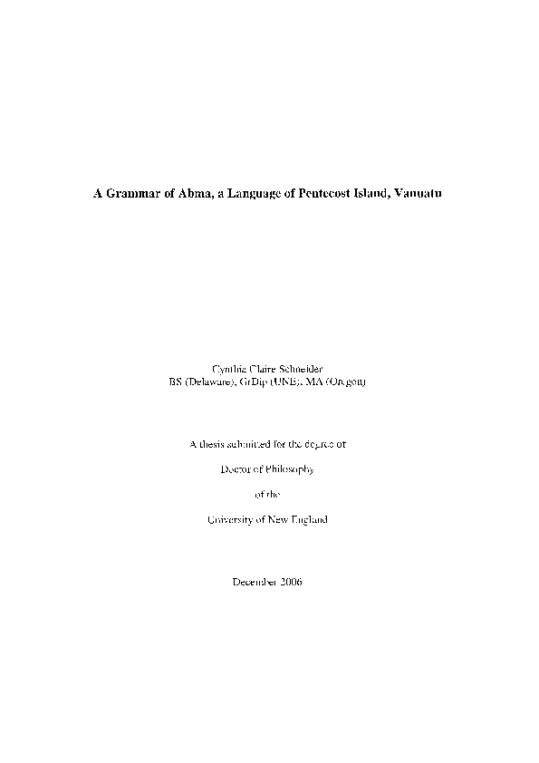 (PDF) A Grammar of Abma: A Language of Pentecost Island, Vanuatu