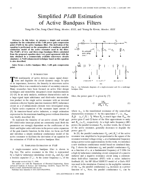 (PDF) Simplified P1dB estimation of active bandpass filters