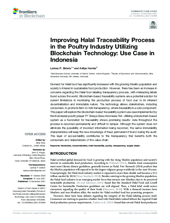 (PDF) Improving Halal Traceability Process in the Poultry Industry ...