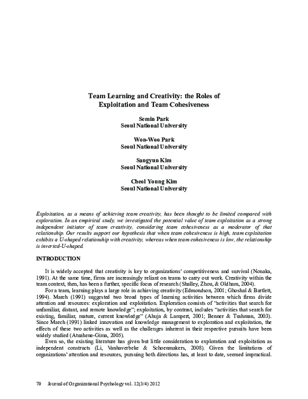 (PDF) Team Learning and Creativity: the Roles of Exploitation and Team ...