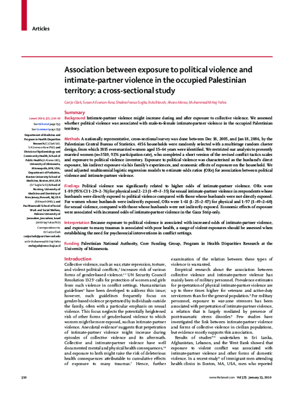 (PDF) Association between exposure to political violence and intimate ...