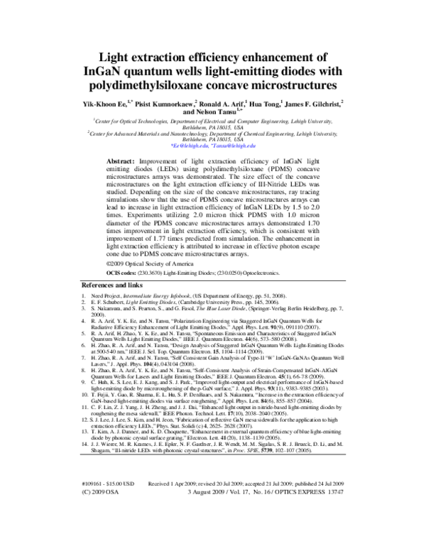 (PDF) Light extraction efficiency enhancement of InGaN quantum wells ...