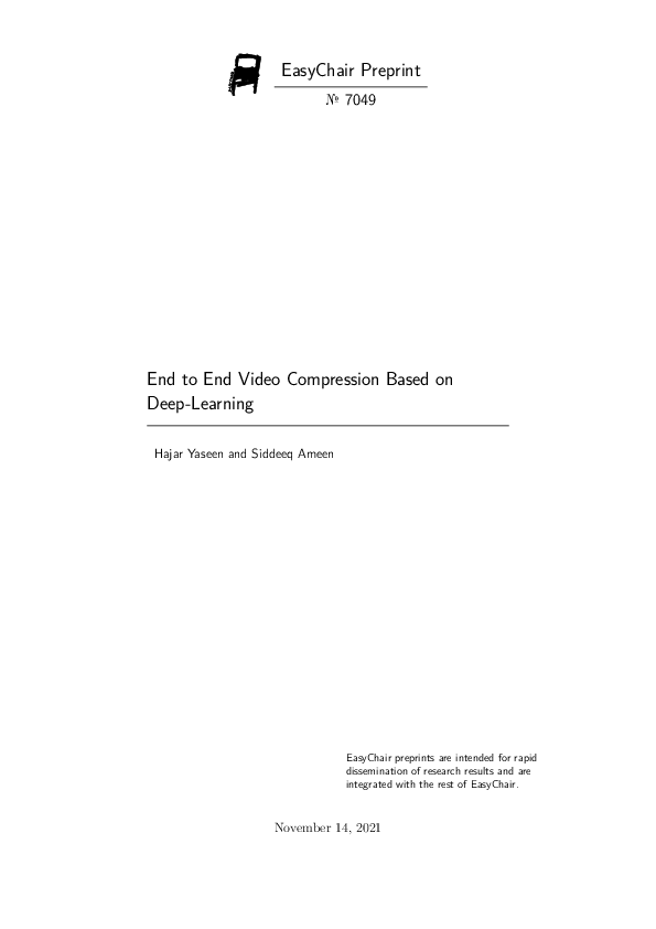 (PDF) End to End Video Compression Based on Deep-Learning