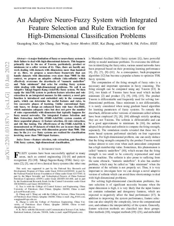 (PDF) An Adaptive Neuro-Fuzzy System with Integrated Feature Selection ...