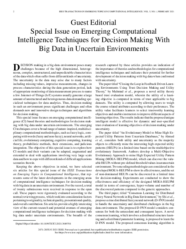 (PDF) Guest Editorial Special Issue on Emerging Computational ...