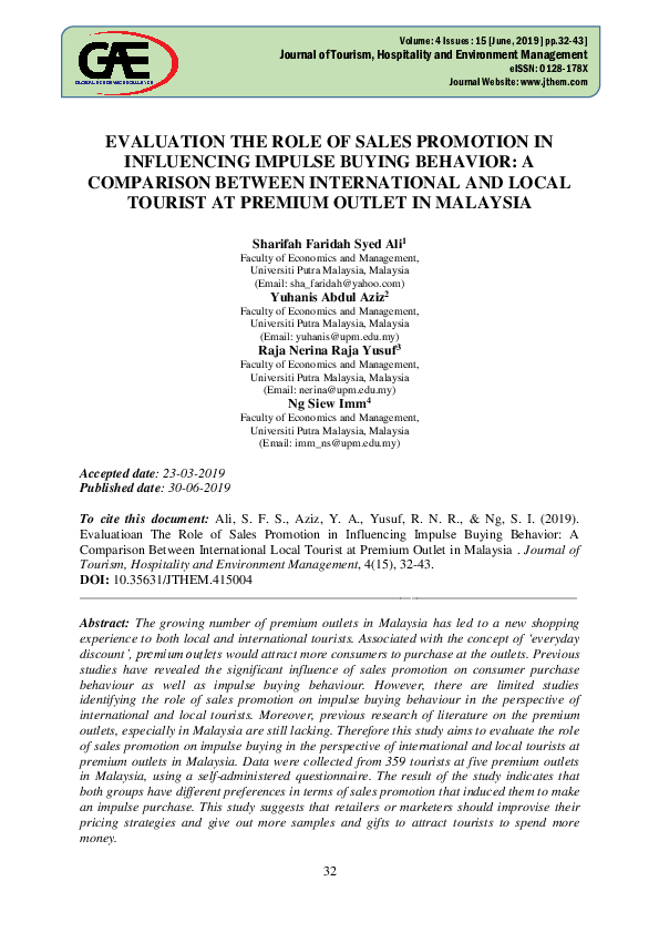 (PDF) Evaluation the Role of Sales Promotion in Influencing Impulse ...