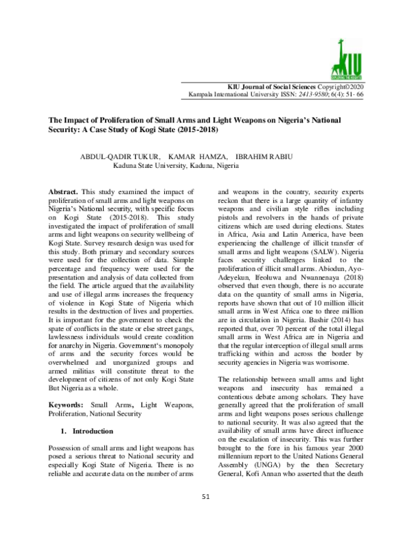 (PDF) The Impact of Proliferation of Small Arms and Light Weapons on ...