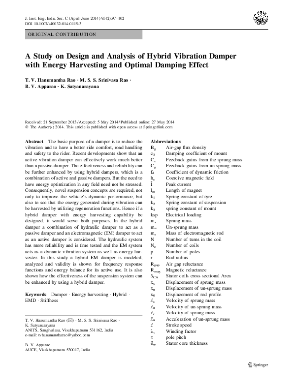 (PDF) A Study on Design and Analysis of Hybrid Vibration Damper with ...