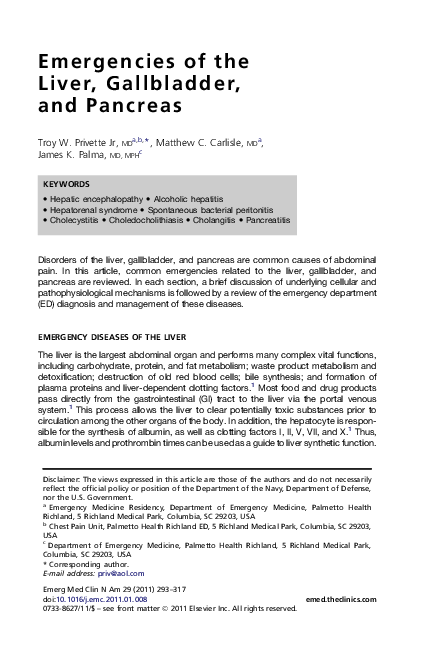 (PDF) Emergencies of the Liver, Gallbladder, and Pancreas