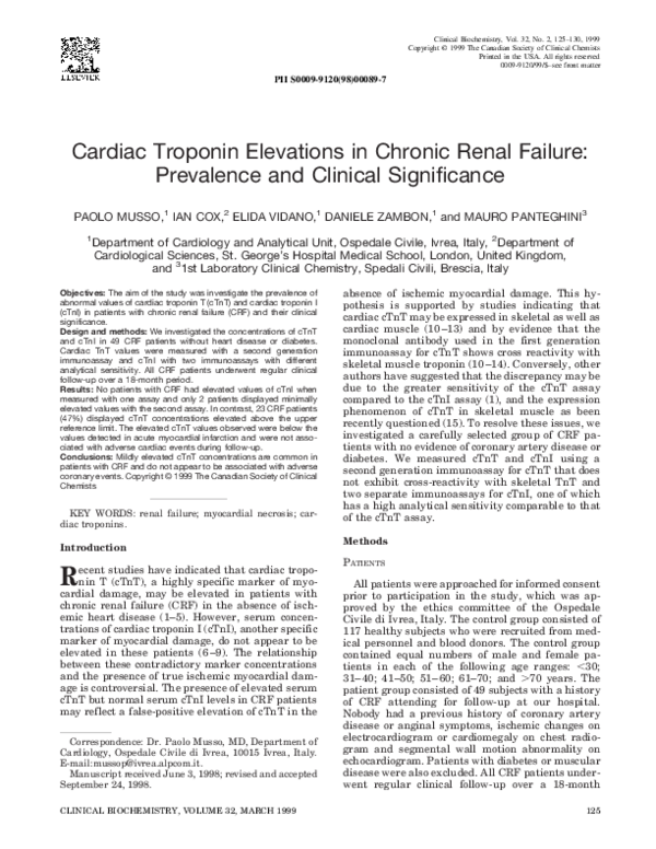(PDF) Cardiac troponin elevations in chronic renal failure: prevalence ...