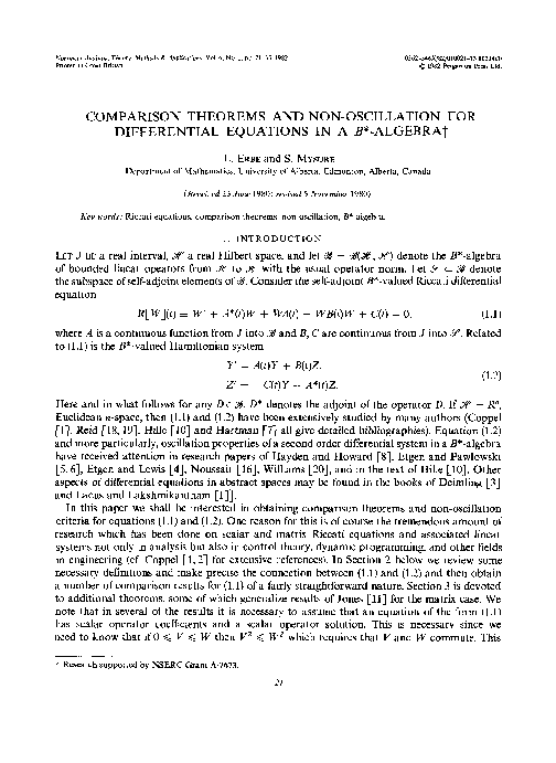 (PDF) Comparison theorems and non-oscillation for differential ...