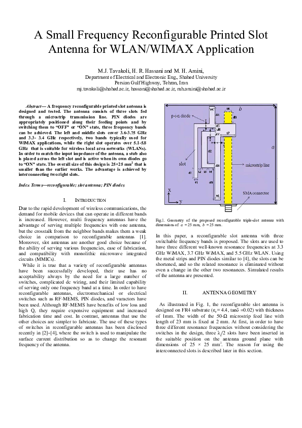 (PDF) A Small Frequency Reconfigurable Printed Slot Antenna for WLAN ...