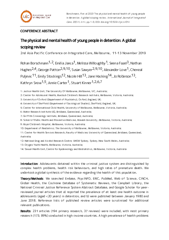 (PDF) The physical and mental health of young people in detention: A ...