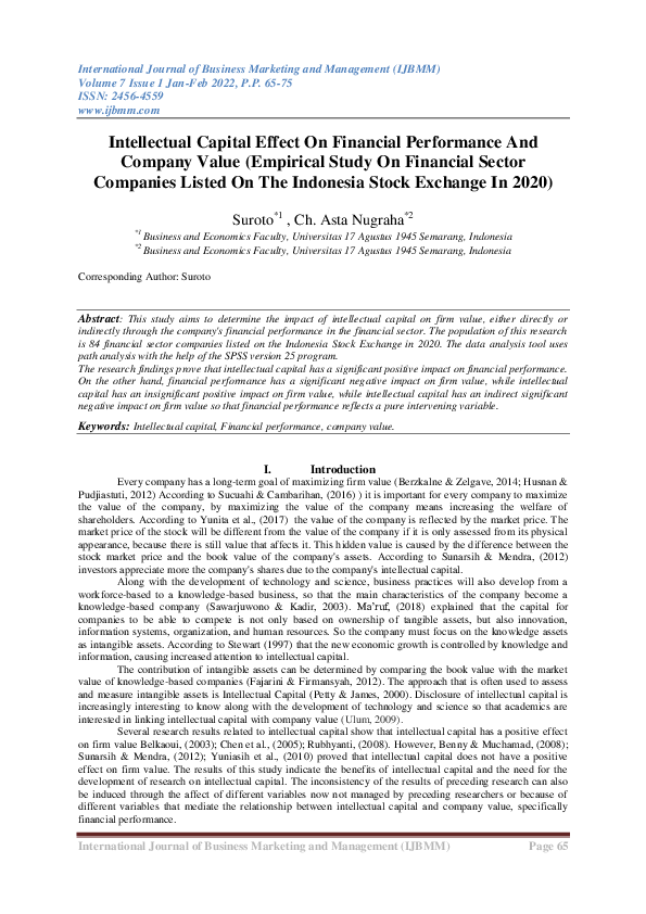 (PDF) Intellectual Capital Effect On Financial Performance And Company ...
