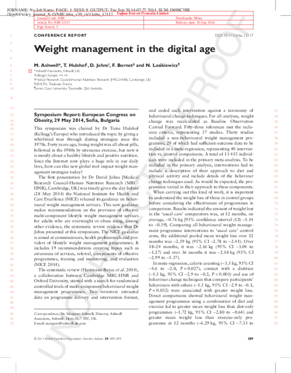 (PDF) Weight management in the digital age