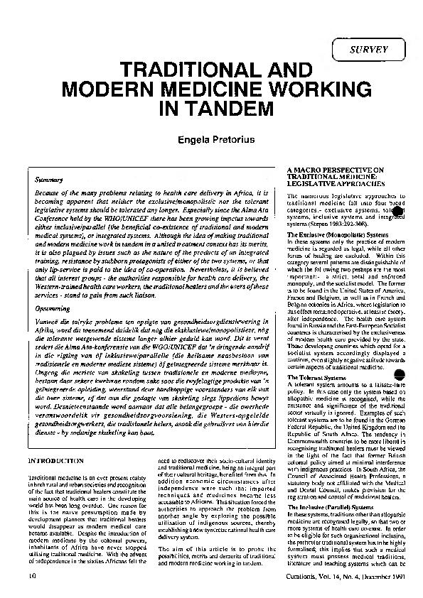 (PDF) Survey Traditional and Modern Medicine Working in Tandem