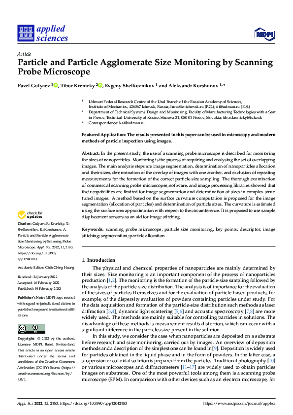 (PDF) Particle and Particle Agglomerate Size Monitoring by Scanning ...