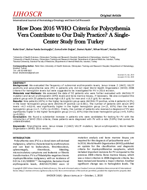  pdf how does 2016 who criteria for polycythemia vera contribute to