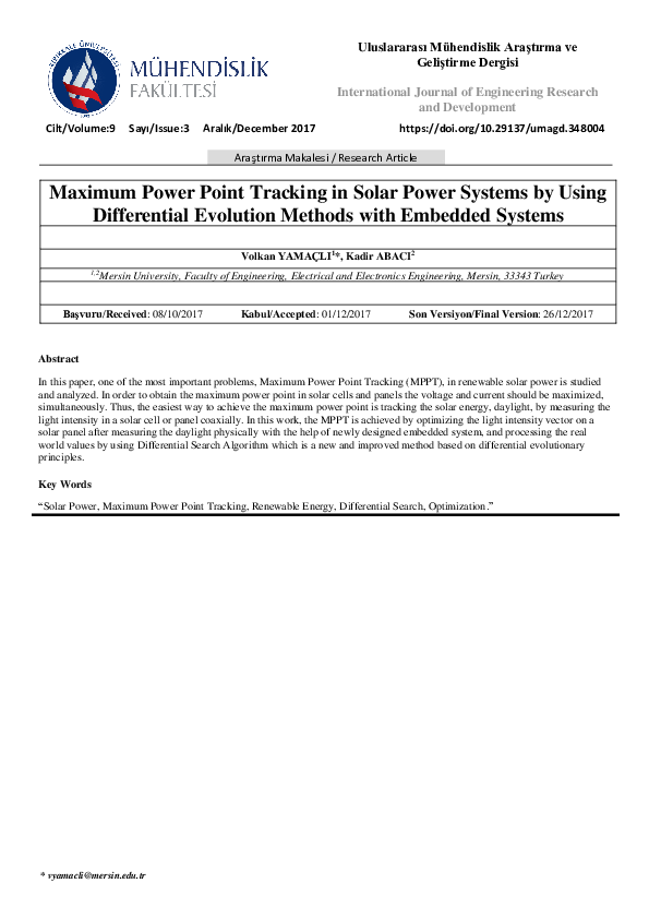 (PDF) Maximum Power Point Tracking in Solar Power Systems by Using ...