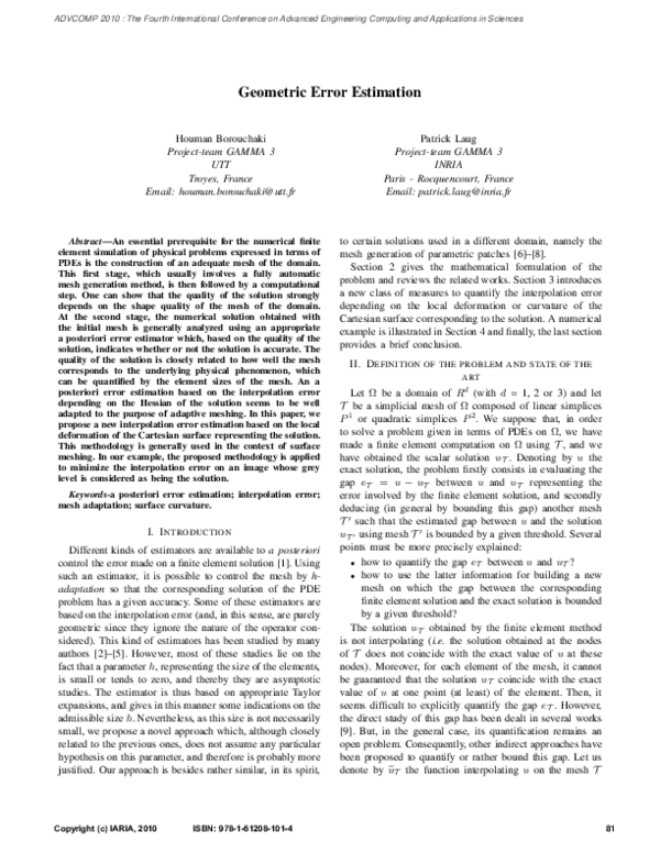 (PDF) Geometric Error Estimation