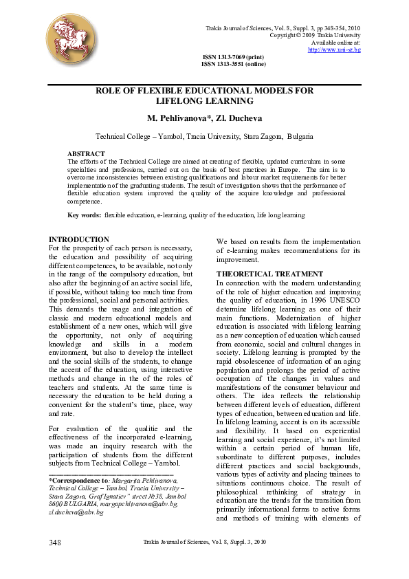(PDF) Role of Flexible Educational Models for Lifelong Learning